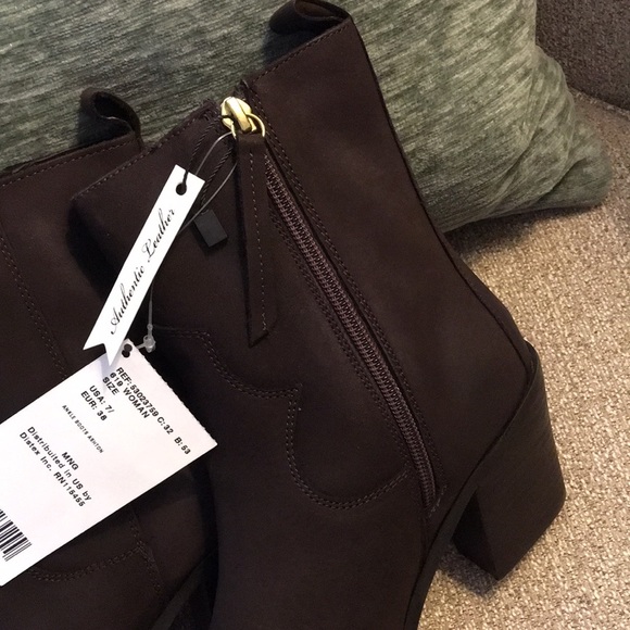 NWT Brand New MANGO cowboy boots coffee brown heel - Picture 4 of 6